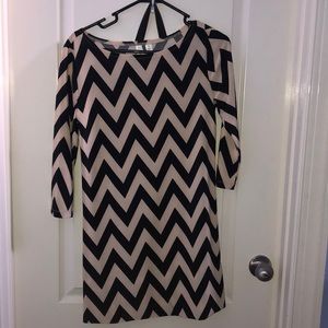Black and cream chevron dress